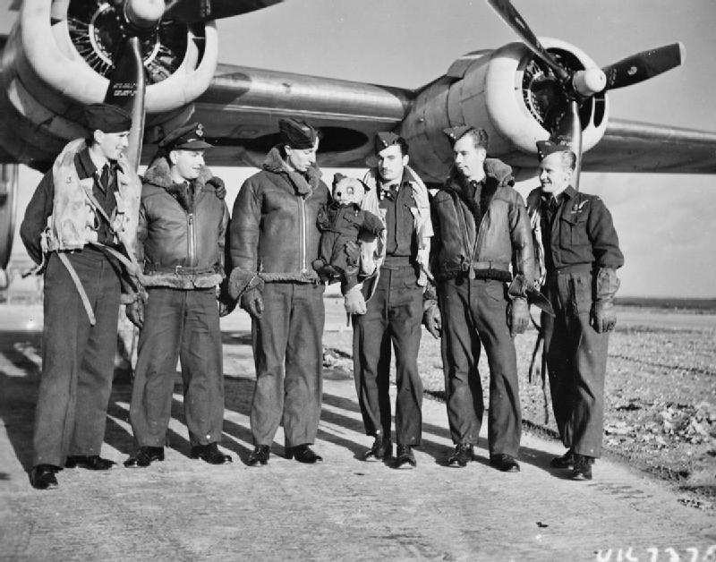 Flight crew from No 224 Sqn in St Eval, Cornwall in June 1944 with Liberator